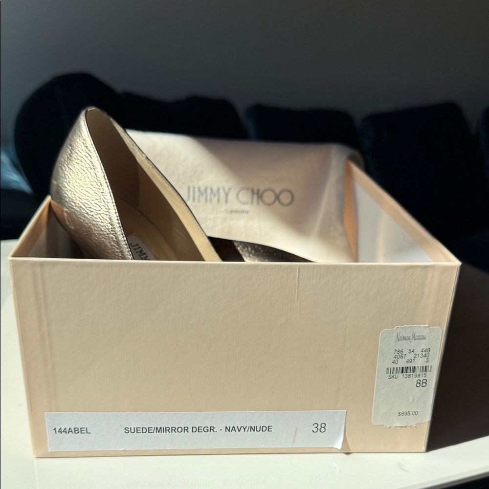 Jimmy Choo Elegant Navy and Gold Heels - Picture 7 of 9